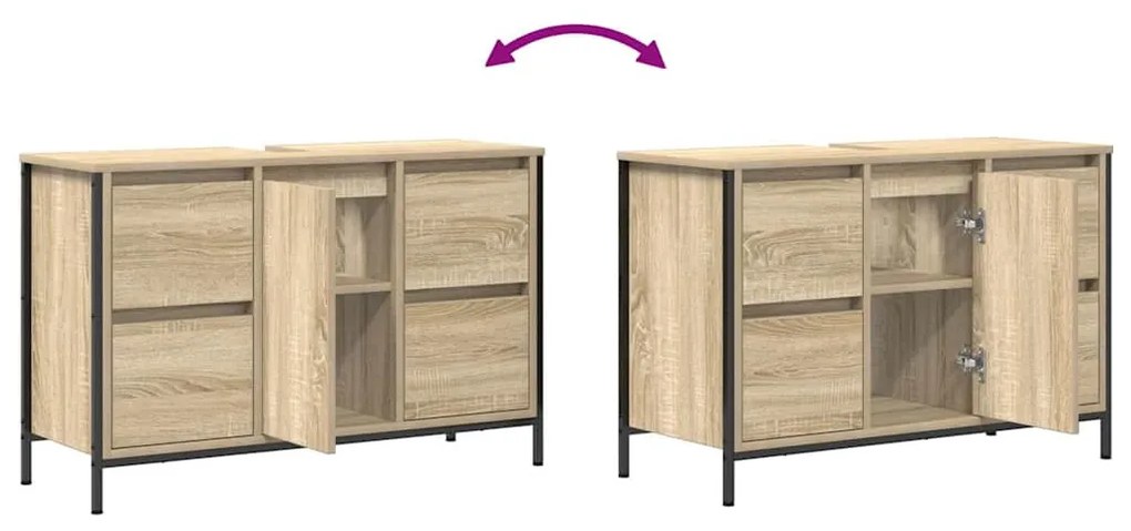 sonoma tölgy mosdószekrény fiókokkal 90x34,5x60 cm