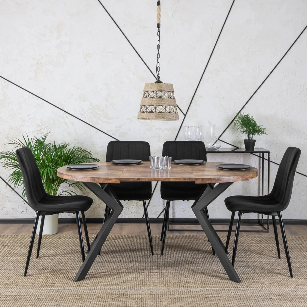 Stół LUKAS Rozkładany 100-250 cm Dąb Rustykalny/Czarny