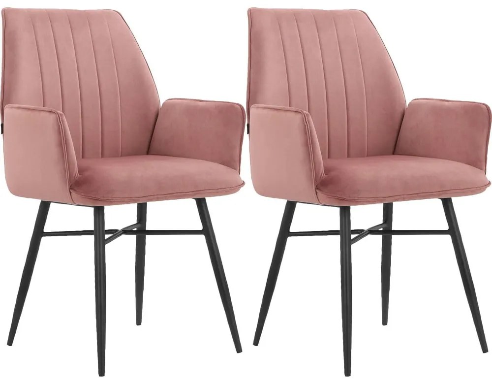 Világos rózsaszín kárpitozott étkezőfotel szett 2 db-os Anzo – Støraa