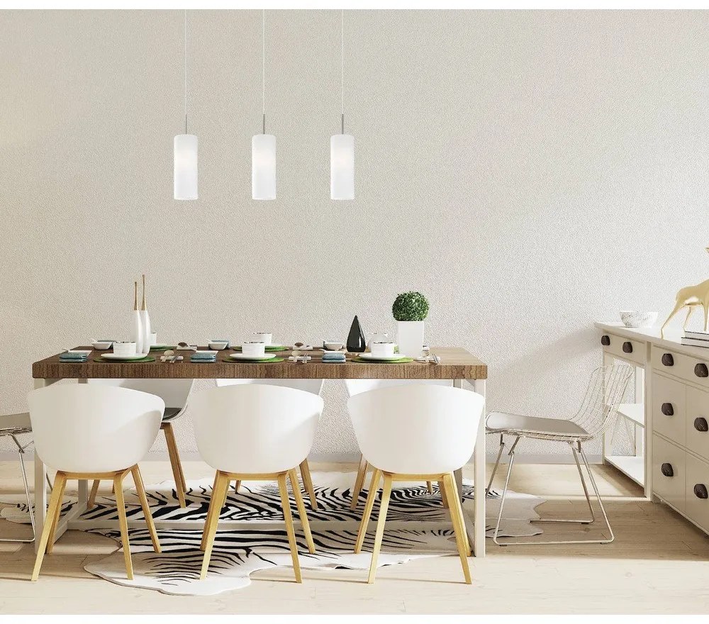 Fehér-ezüstszínű függőlámpa üveg búrával TROY 3 – EGLO