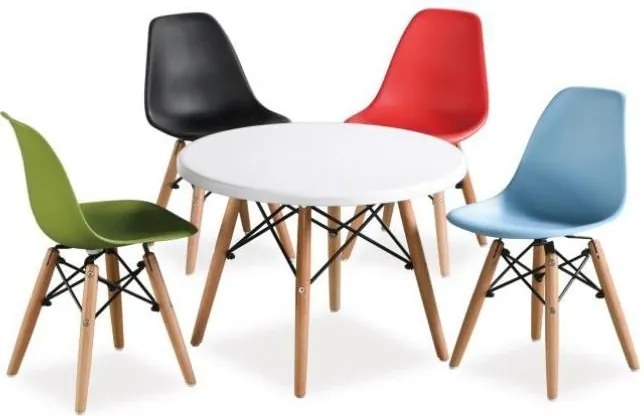 Étkezőasztal, fehér/bükk, GAMIN II NEW 80cm