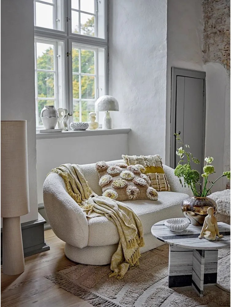 Sárga pamutkeverék takaró 130x155 cm Pratello – Bloomingville