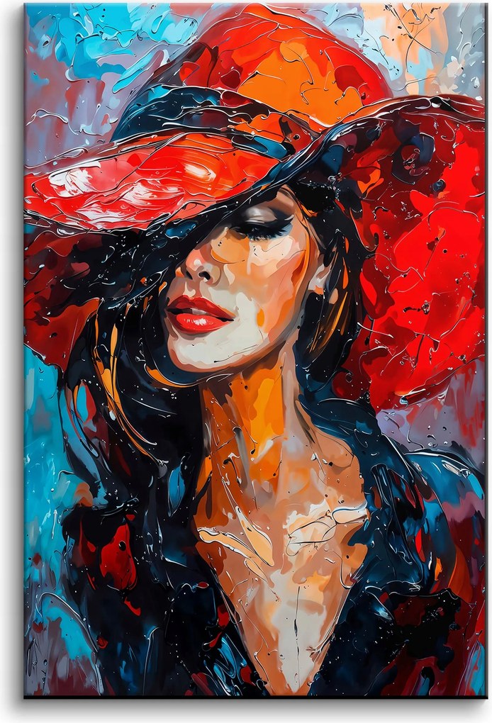 Modern Vászonkép a nappaliba Női portré kalapban 80x120