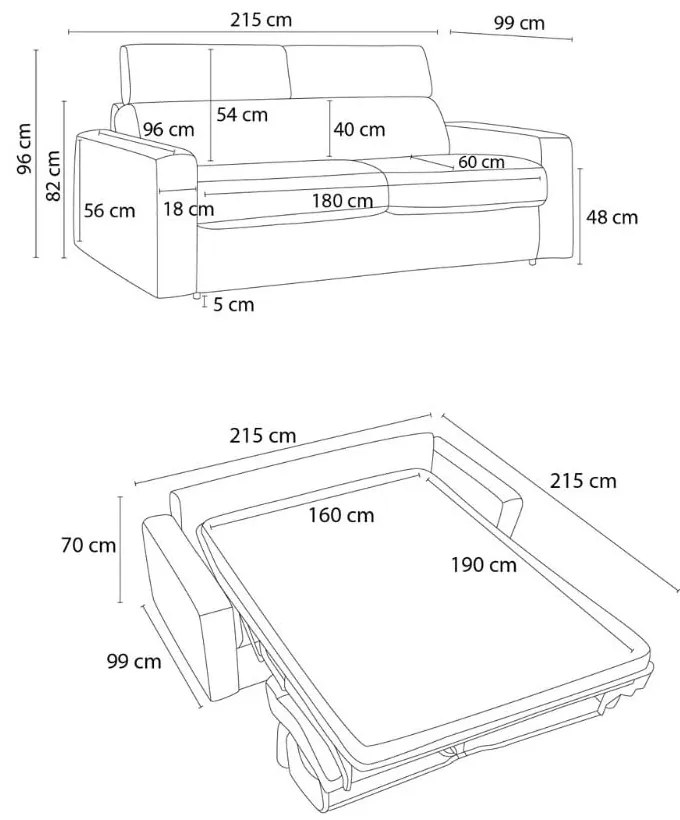 Krémszínű kordbársony kinyitható kanapé 215 cm Monaco – Bobochic Paris