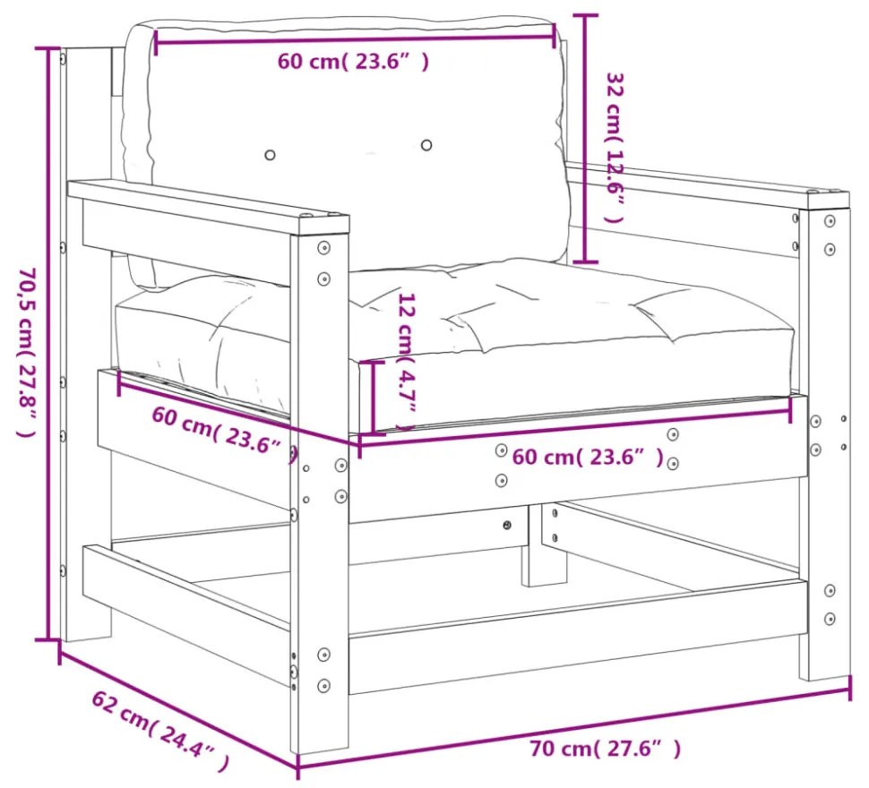 2 db mézbarna tömör fenyőfa kerti szék párnákkal