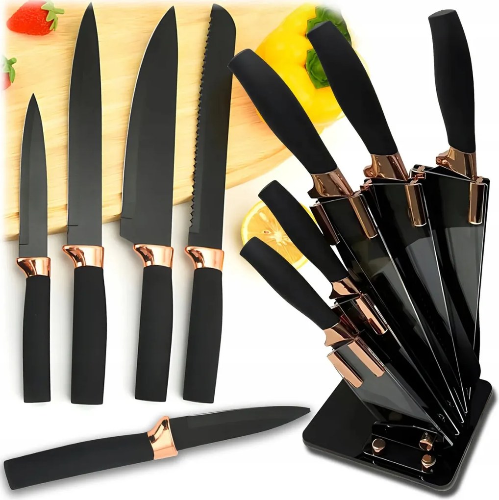 5 Db-os Konyhakés Szett Blokkban Konyhakés Szett Éles Fekete Állvány