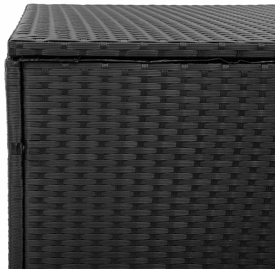 fekete polyrattan kerti tárolóláda 110 x 50 x 58 cm