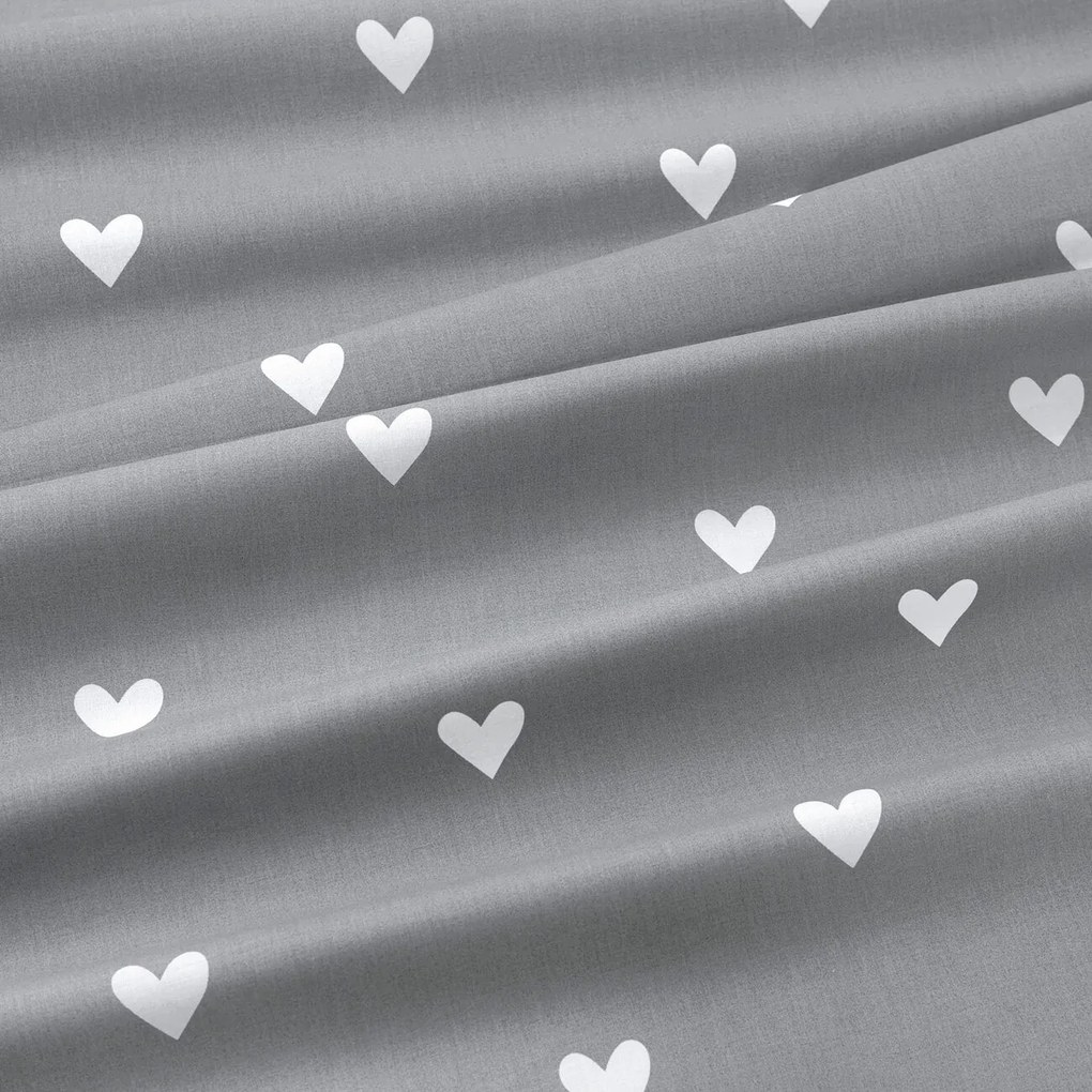 Goldea gyermek gumis pamut lepedő kiságyba - szívecskék, szürke alapon 70 x 140 cm