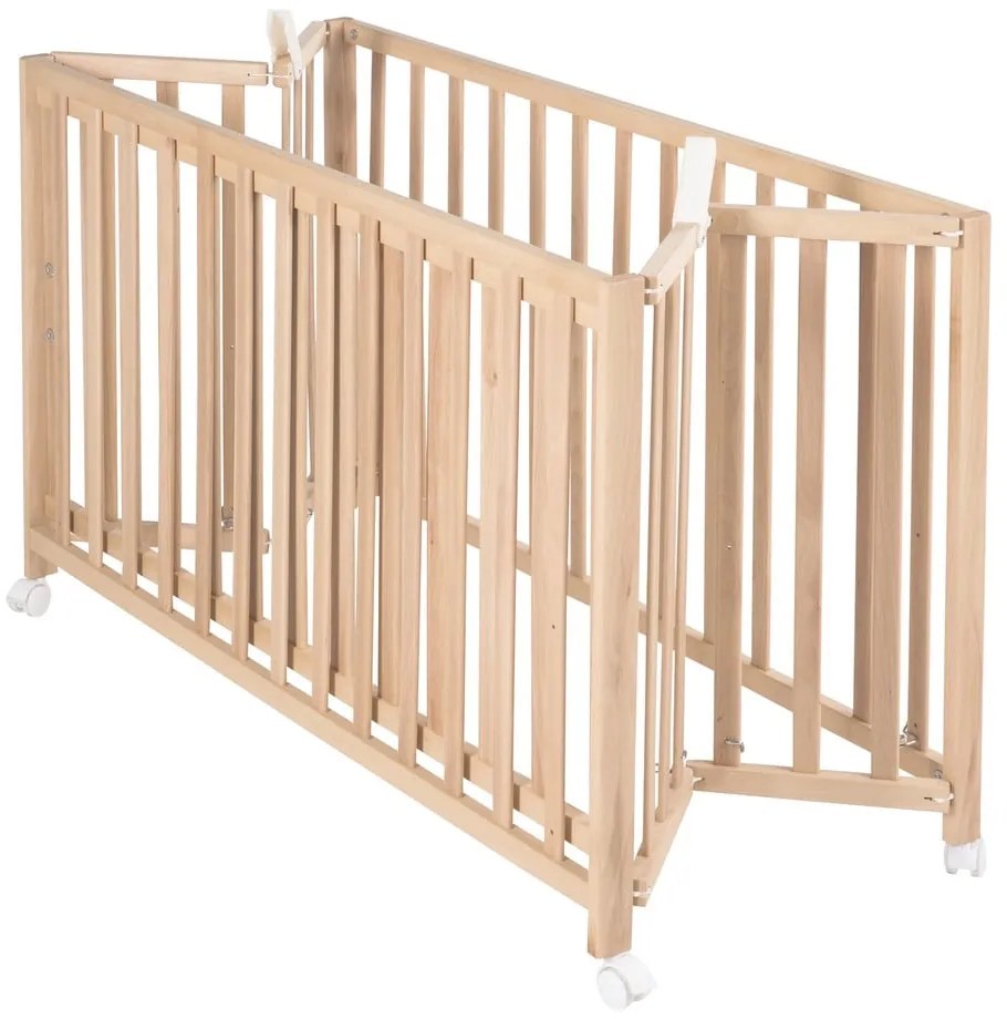 Natúr színű összecsukható gurulós babaágy 60x120 cm Fold up – Roba