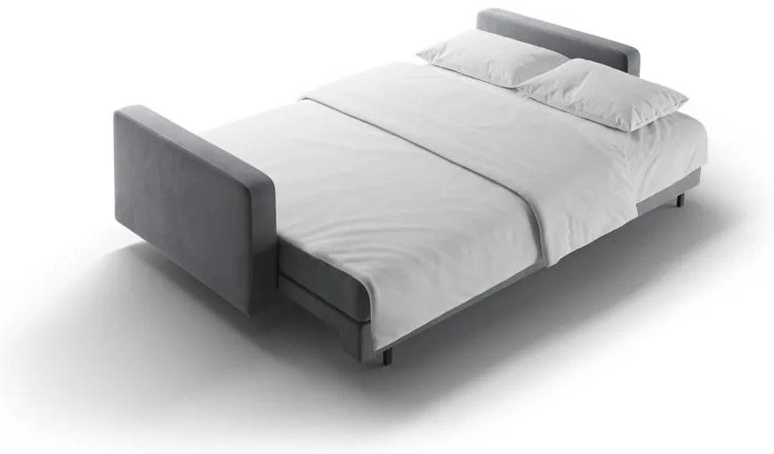 Világosszürke bársony kinyitható tárolóhelyes kanapé 222 cm Bali – Cosmopolitan Design