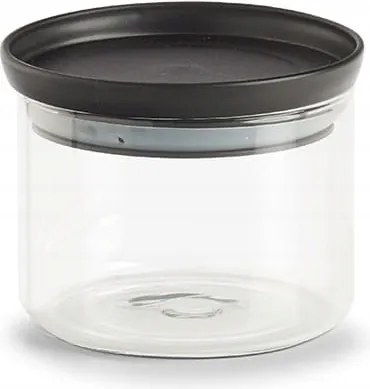 Tároló tégely műanyag fedéllel, 350 ml, fekete, Ø10,3x8,1cm