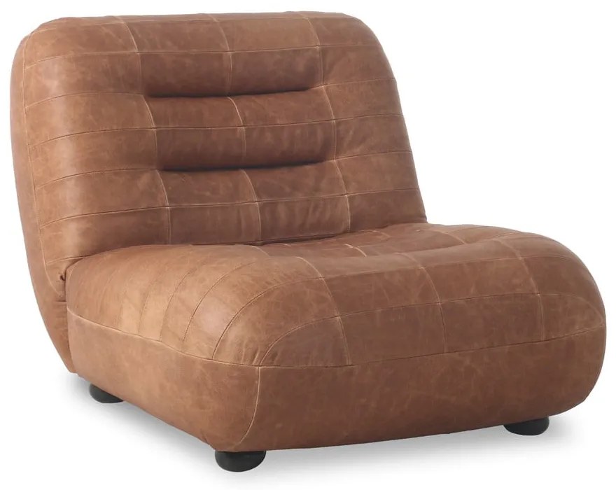 Konyakbarna bőr fotel Wyatt – Dutchbone