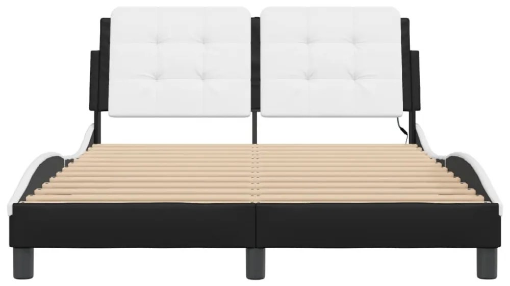 fekete és fehér ágykeret LED-ekkel matrac nélkül Zadar 140 x 190 cm