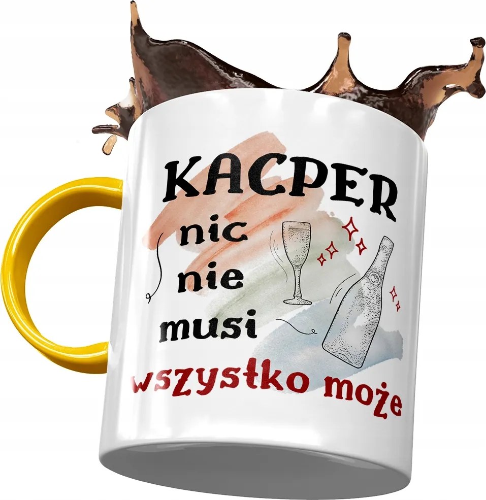 Sárga bögre Kacpra Kollégáknak Ajándék Nyomtatott Fotóval