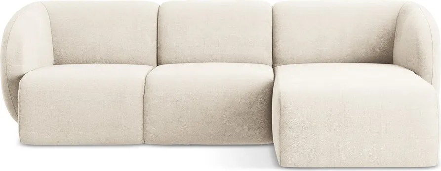 Bézs zsenília sarokkanapé (jobb oldali-heverő résszel) Lani – Makamii