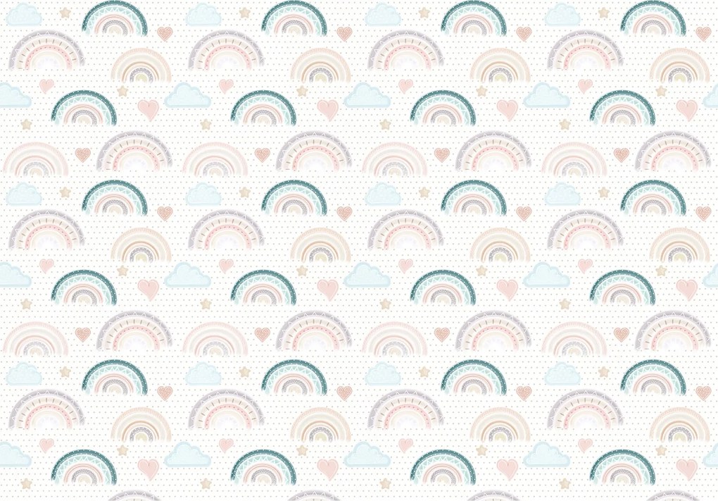 Fotótapéta Szivárvány Felhők Csillagok a gyerekszobába 368x254 +ragasztó