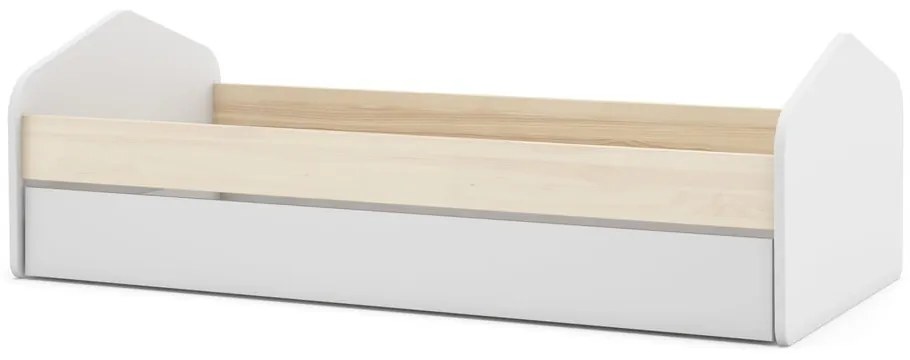 Fehér-natúr színű gyerekágy borovi fenyő dekorral, kihúzható pótággyal 90x200 cm Estefania – Marckeric