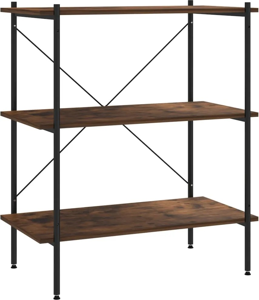 vidaXL fekete és sötét faszínű 3 szintes polcrendszer 80x40x92 cm