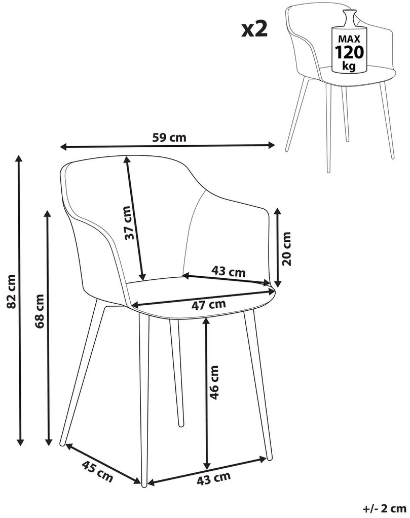 Étkezőszék készlet (2 db) Eleni (bézs). 1078708