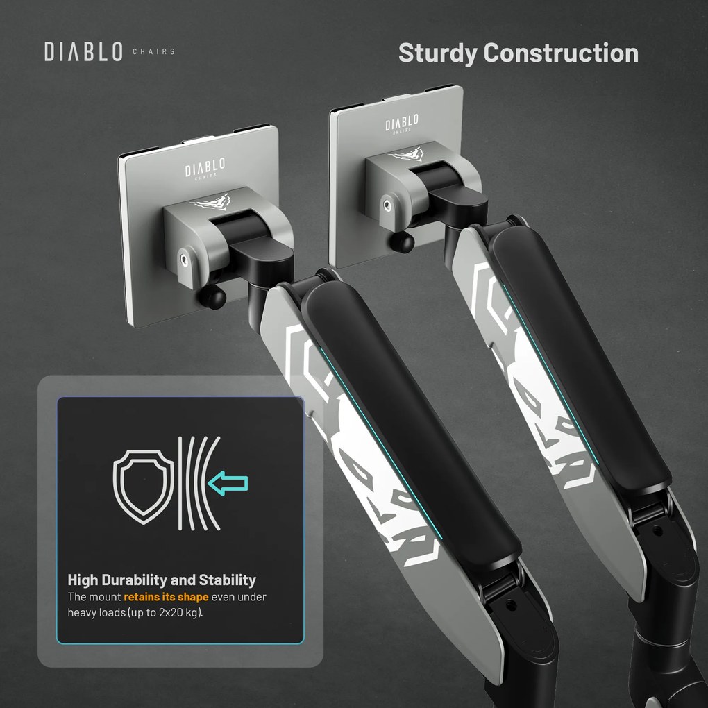 Képernyőállvány két 35 hüvelykes monitorhoz, szürke-fekete RGB X-Arm Dual