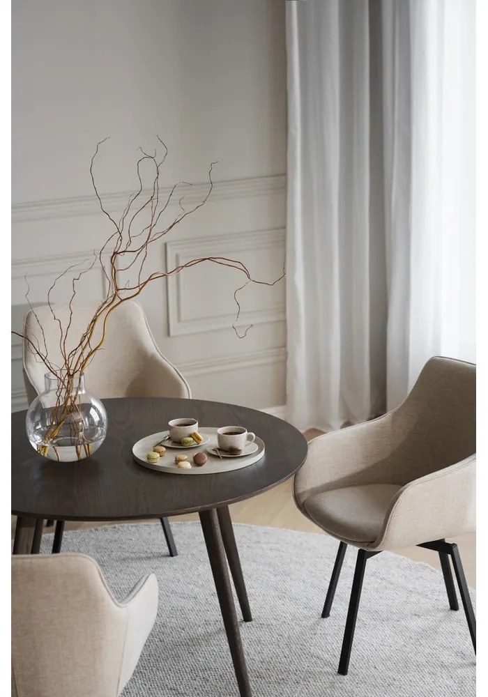 Sötétbarna kerek étkezőasztal tölgyfa dekorral ø 115 cm Yumi – Rowico