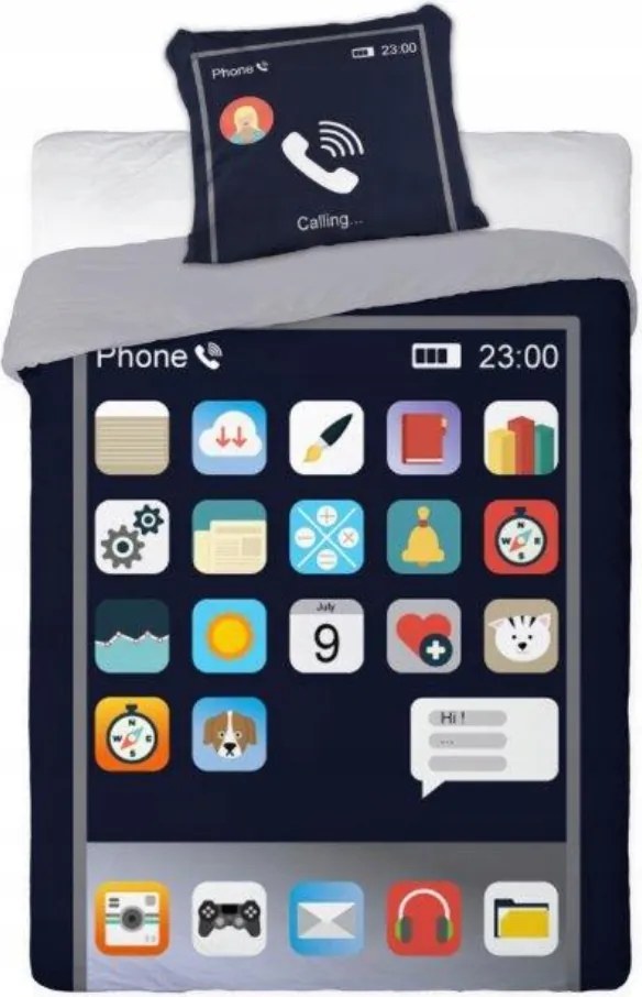 Ágyneműhuzat Telefon 140x200 70x90 okostelefon motívum applikáció pamut