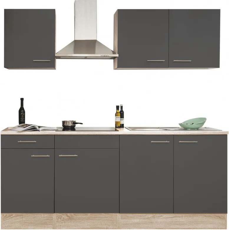 Yorki 210 konyhabútor sonoma tölgy korpusz,selyemfényű antracit fronttal