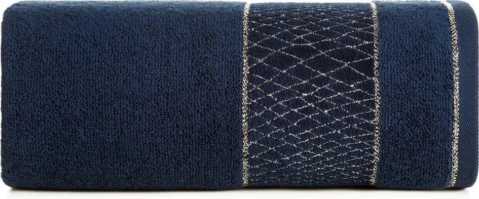 Kéztörlő 30X50 sötétkék, fényes cérnával