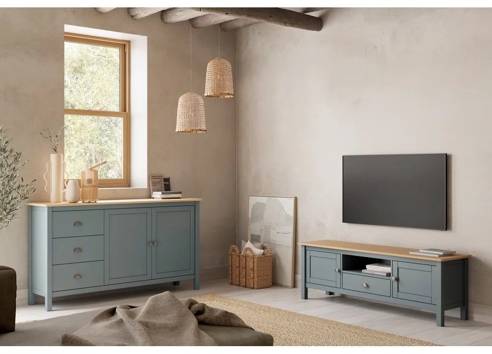Szürkészöld borovi fenyő komód 150x80x40 cm Misti – Marckeric