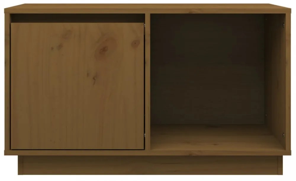 mézbarna tömör fenyőfa TV-szekrény 74x35x44 cm