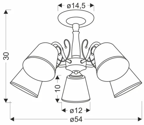 LOSANNA rúdon függő csillár 5x E14/40W/230V, sárgaréz kivitel
