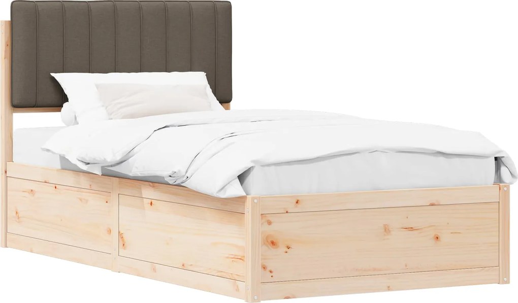 vidaXL Ágykeret Kárpitozott Fejtámlával Tópszínű 100 x 200 cm