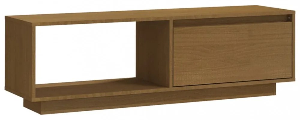 mézbarna tömör fenyőfa TV-szekrény 110 x 30 x 33,5 cm