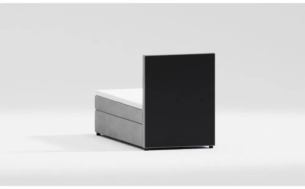 Világosszürke kárpitozott ágyneműtartós egyszemélyes ágy ágyráccsal 100x200 cm Lena – Ropez