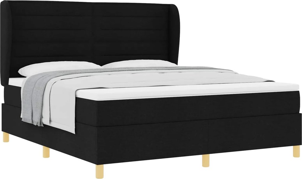 vidaXL Boxspring ágy matraccal Sötétszürke 90x190 cm Szövet Fekete