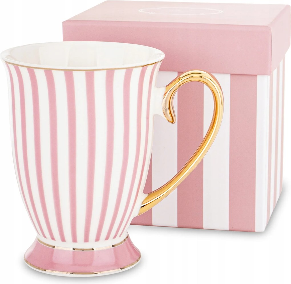 Porcelán bögre Fehér Rózsaszín Arany 300 ml Stílusos Elegáns bögre