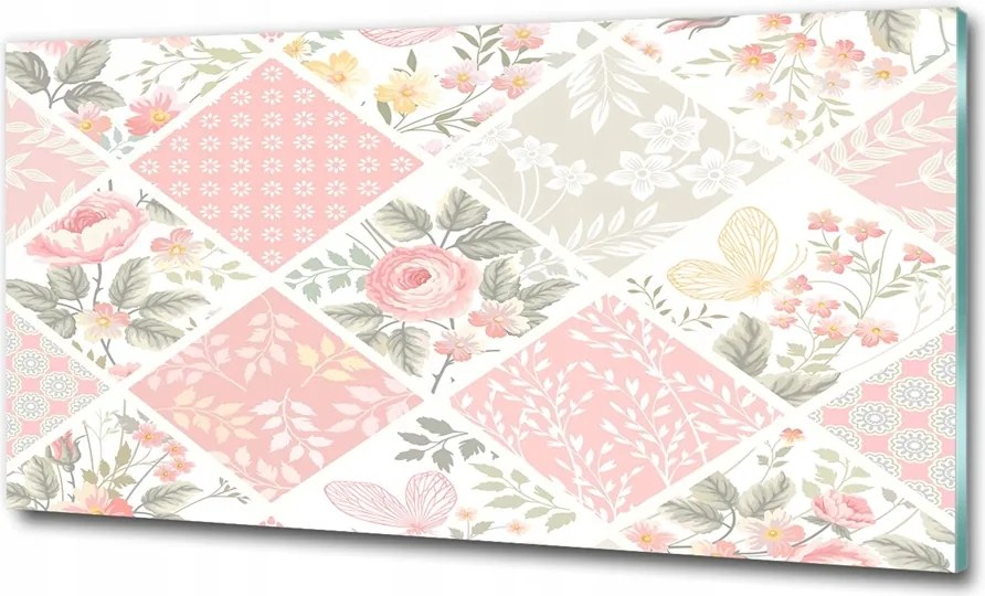 Fotó-üvegkép Rózsák és pillangók minta 100x50