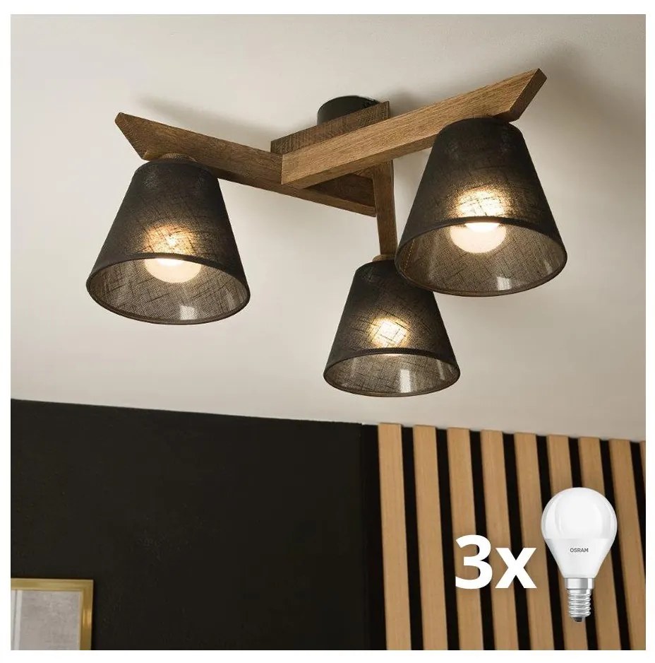 Brilagi - LED mennyezeti lámpa ANTHONY 3xE14/40W/230V dió/fekete