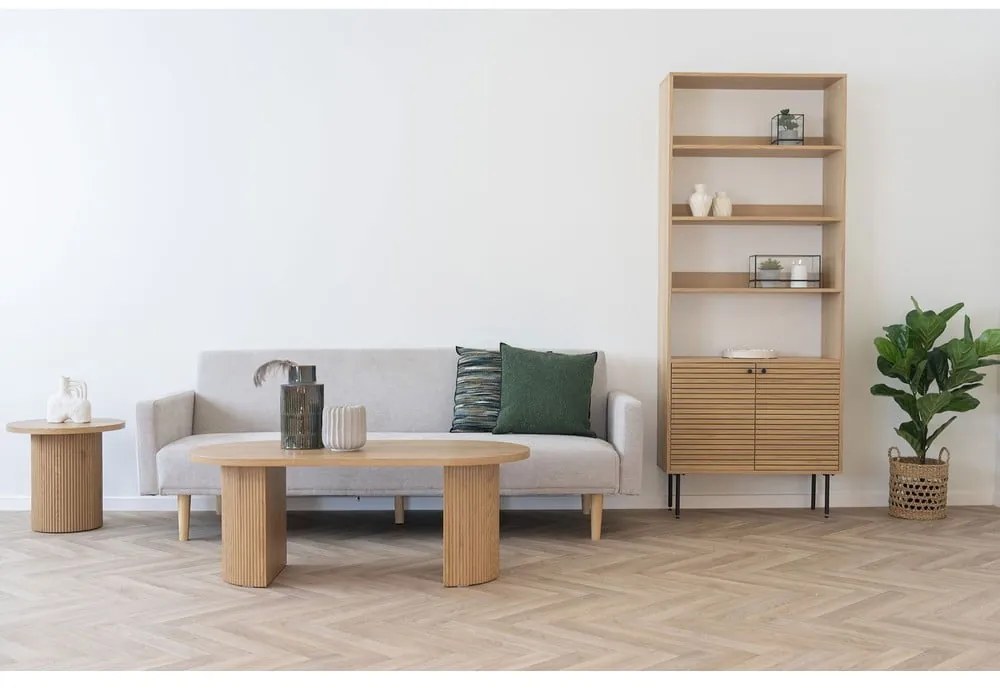 Natúr színű könyvespolc tölgyfa dekorral 80x200 cm Kyoto – House Nordic