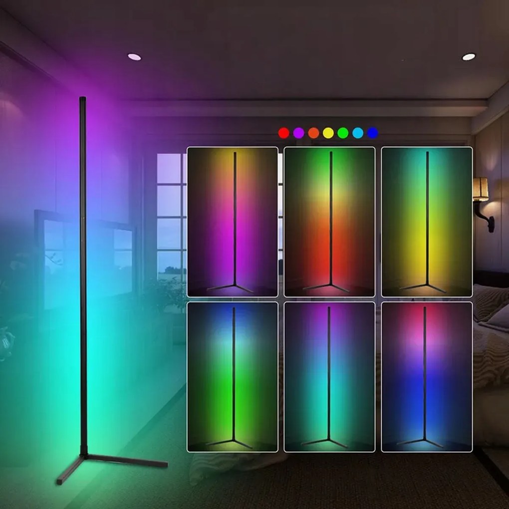 Álló Sarok lámpa Álló éjszakai Rgb Szivárvány hatás 3D Távirányító Alkalmazás