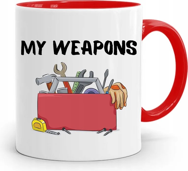 Piros Építőipari Bögre Barkácsoló Szakember Ajándék fényképes nyomtatással