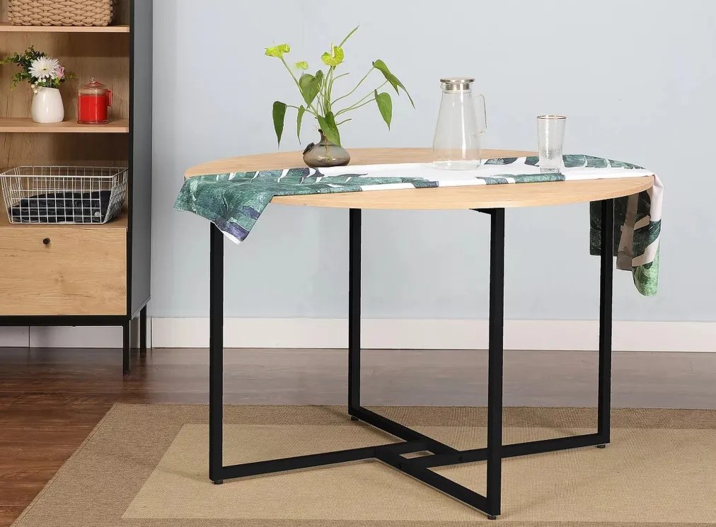 Alto kerek étkezőasztal tölgy/fekete 120 cm