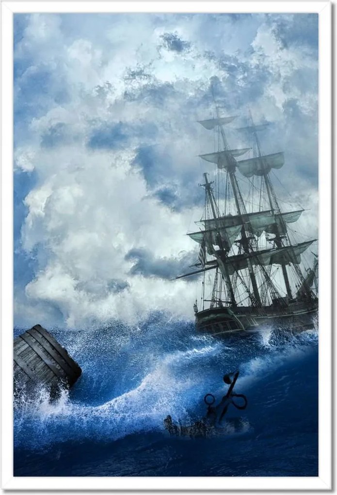 Poszterek keretben 40x60 Vihar Tenger Hajó Tájkép