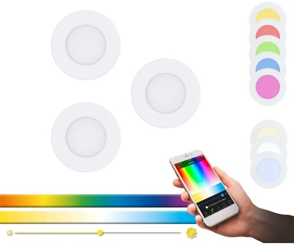 Eglo 32881 – 3 darabos szett RGB dimmelhető beépíthető mennyezeti lámpa FUEVA-C LED/3W/230V