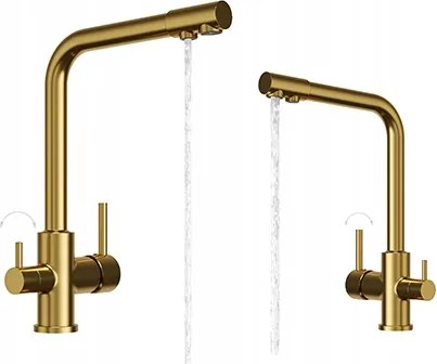 Konyhai csaptelep háromutas vízszűrő csaptelep konyhai Flow arany