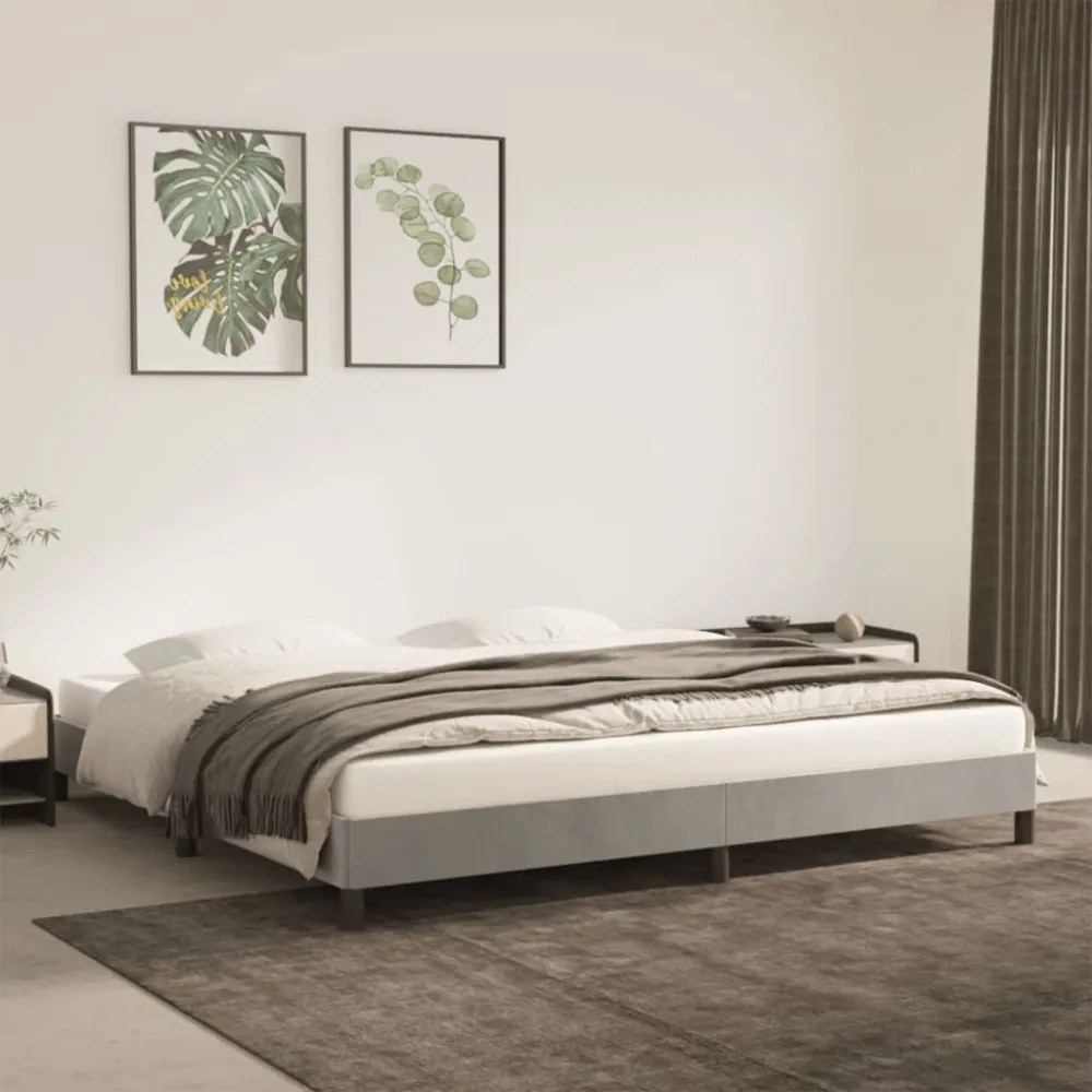 világosszürke bársony ágykeret matrac nélkül 200 x 200 cm