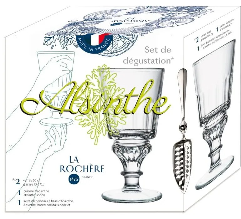 Pohár és rozsdamentes kanál készlet 300 ml Absinthe – La Rochére