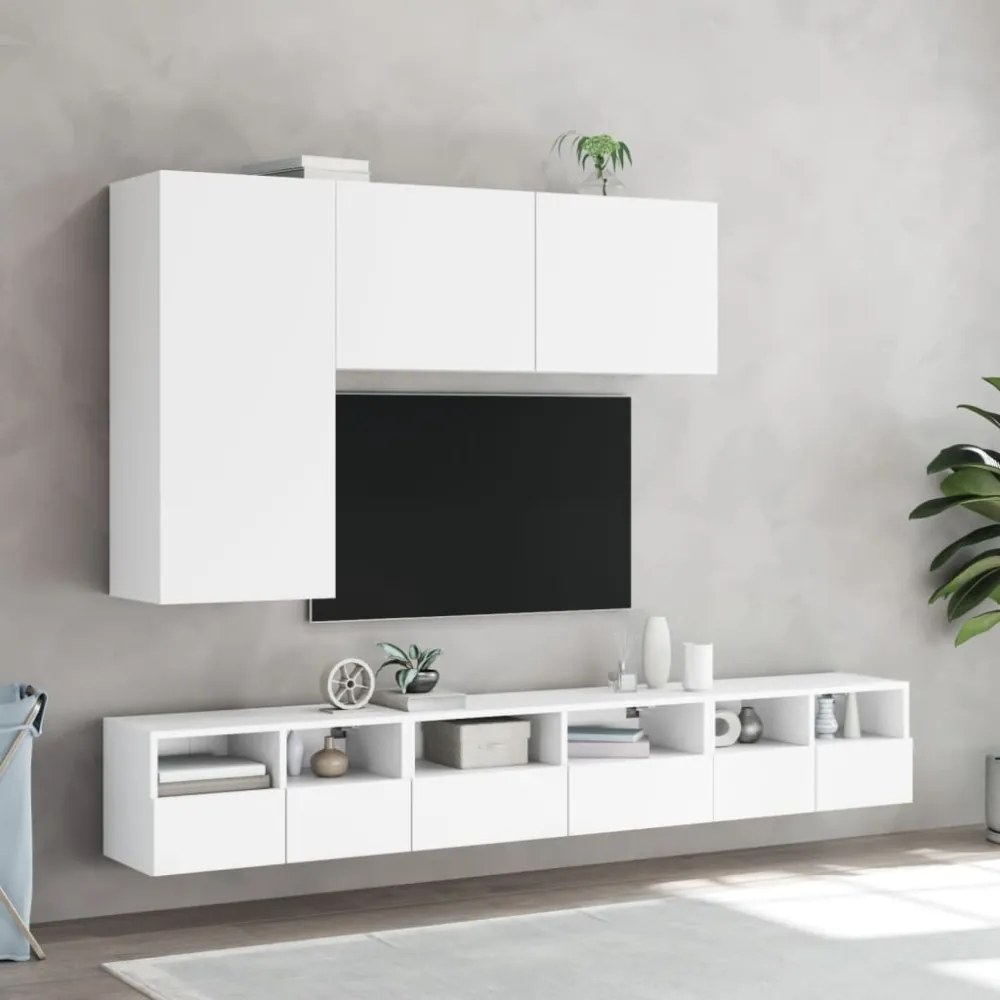 fehér szerelt fa fali TV-szekrény 60 x 30 x 30 cm