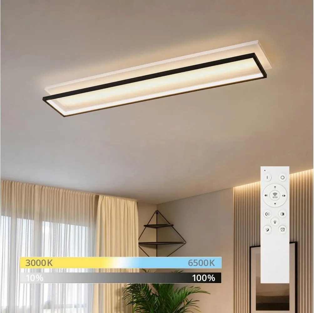 BRILAGI - LED dimmelhető mennyezeti lámpatest OUTLINE LED/90W/230V 18x100 cm fehér/fekete + távirányító