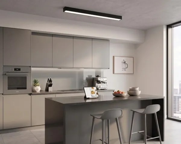 LED felületre szerelhető/kábelen függeszthető csillár LED/44W/230V 4000K 120 cm fekete